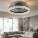 Ceiling Fan With Light, Flower Caged Ceiling Fan With Remote, LED Low Profile Ceiling Light - Matte Black Daily Nest