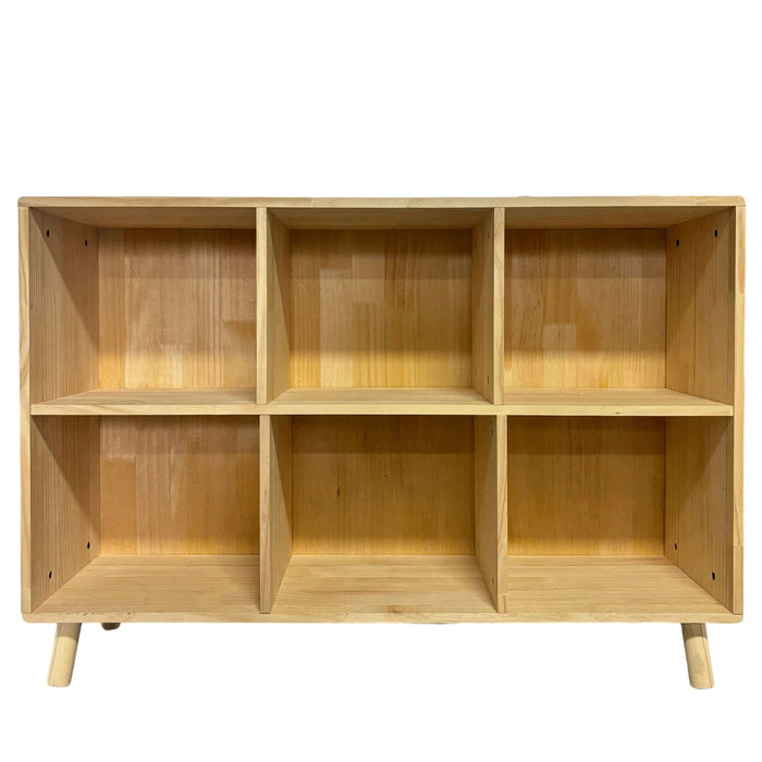 6 Cube Storage Shelf, Freestanding Open Bookcase With Legs Cubby Organizer For Living Room - Natural Wood Home Essentials