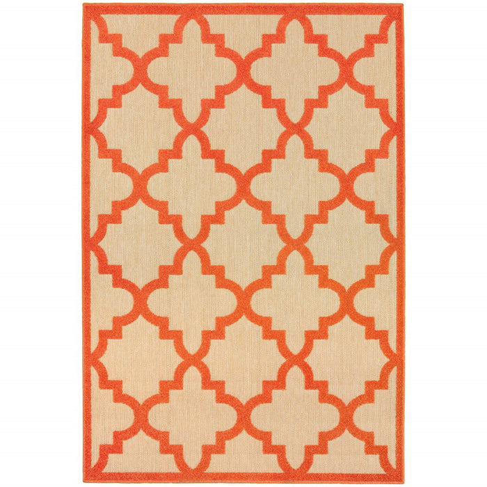 2' X 3' Geometric Stain Resistant Indoor / Outdoor Area Rug - Orange