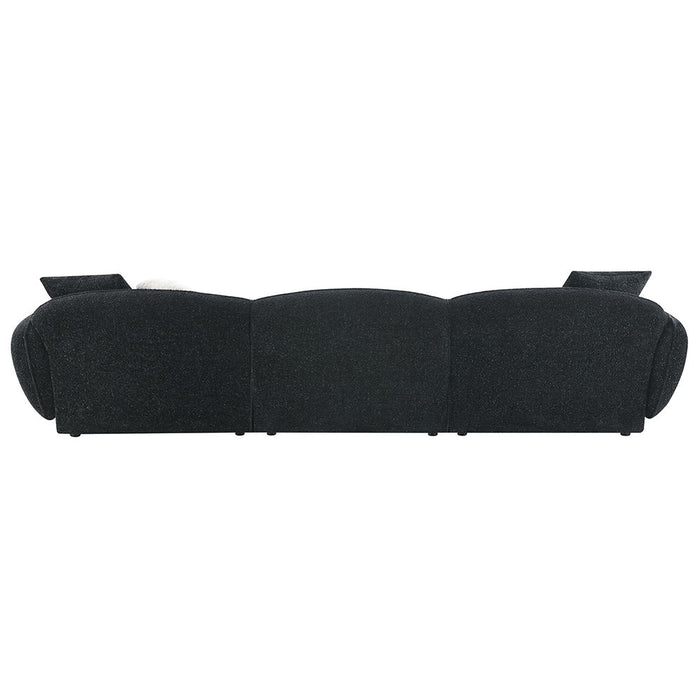 Lucifer - Sectional Sofa With 3 Pillows - Black Shimmer Chenille ACME