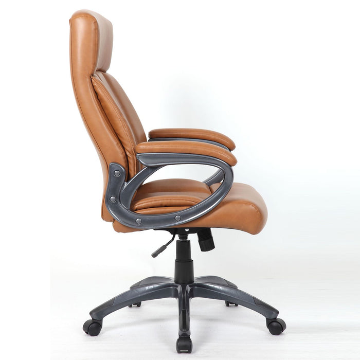 Executive Office Chair, Height Adjustable, Swivel With Padded Armrest & 5 Point Base - Antique Brown Home Essentials