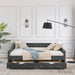 Upholstered Tufted Daybed With Drawers, Waved Arms Home Essentials