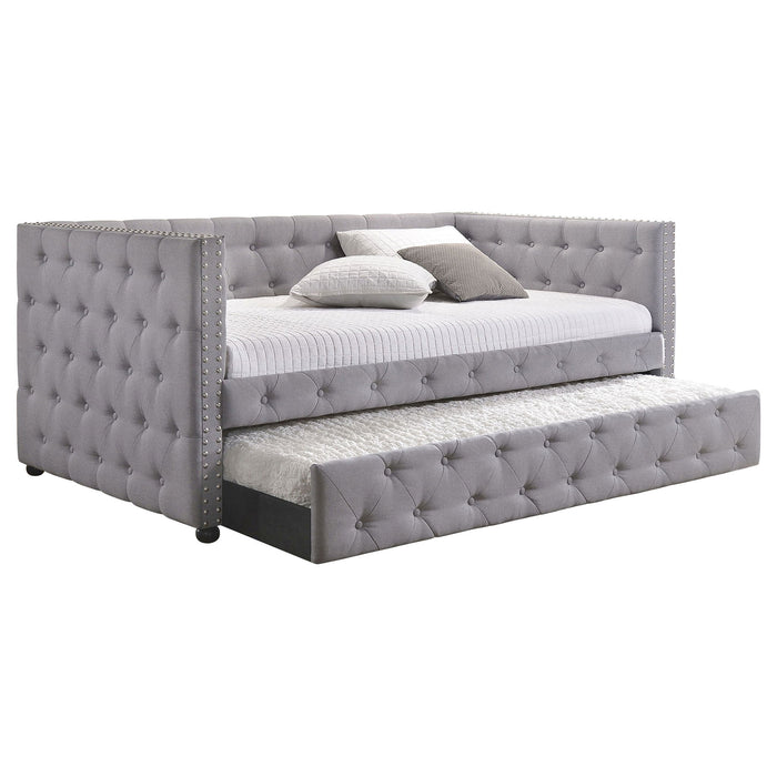Cross - Upholstered Twin Daybed With Trundle - Gray Furniture Max