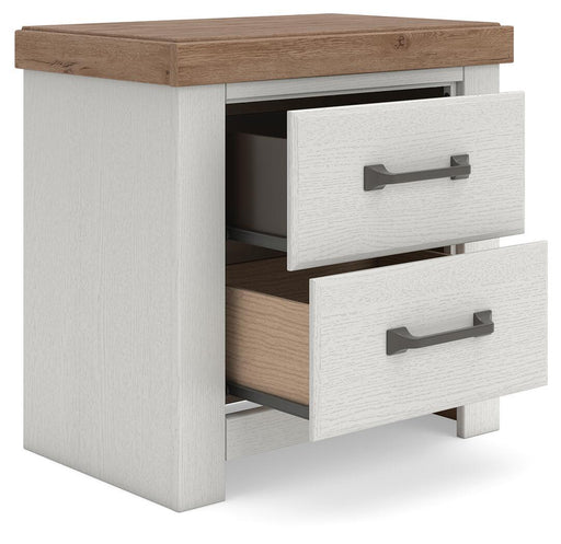 Savonport - Two Drawer Night Stand - White / Brown Benchcraft®