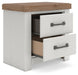 Savonport - Two Drawer Night Stand - White / Brown Benchcraft®