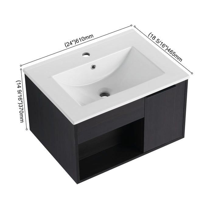 Wall Mounted Floating Bathroom Vanity With Open Shelf & Soft Close Door Home Essentials