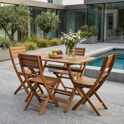 Natural 5 Piece Wood Outdoor Patio Dining Set - Natural Stained Noble House