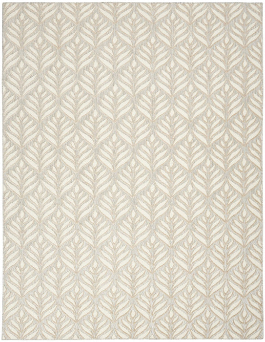 8' X 11' Floral Stain Resistant Non Skid Area Rug - Ivory / Gray