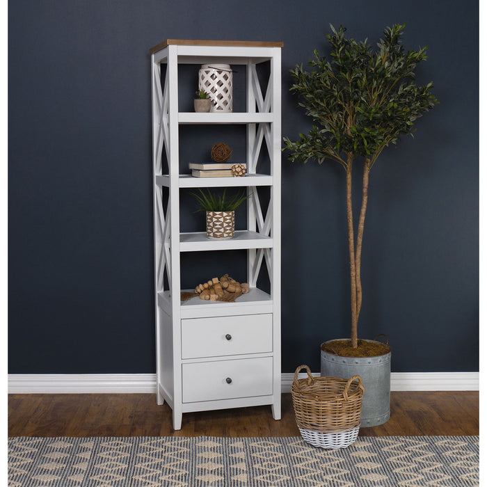 Delaney - 4 Shelf Bookcase With Top Storage Tower - White Furniture Max