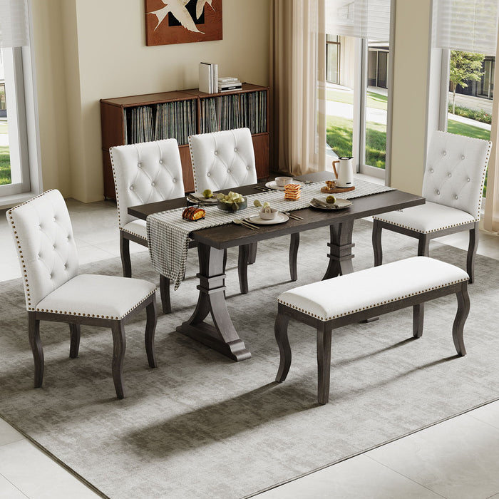 Dining Set With Bench, 6 Piece Hearth and Haven