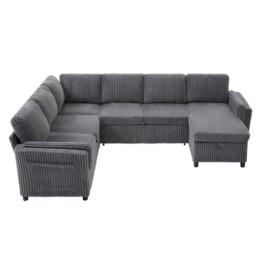 Convertible U-Shaped Sectional Sofa Bed With USB Ports And Storage Hearth and Haven
