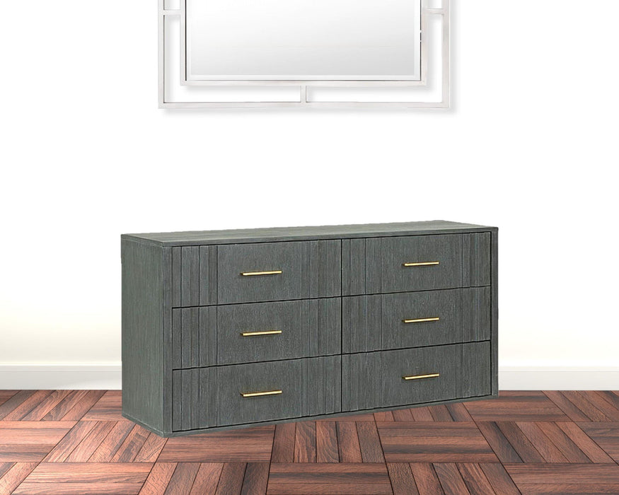 Solid And Manufactured Wood Six Drawer Standard Dresser 63" - Dark Gray