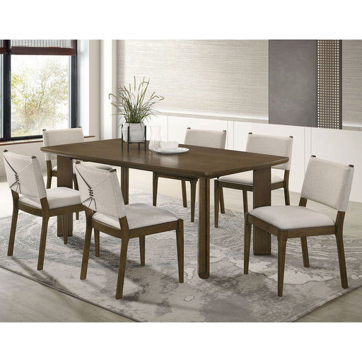 Crispin - 7 Piece Rectangular Dining Table Set With Upholstered Chairs - Brown Furniture Max