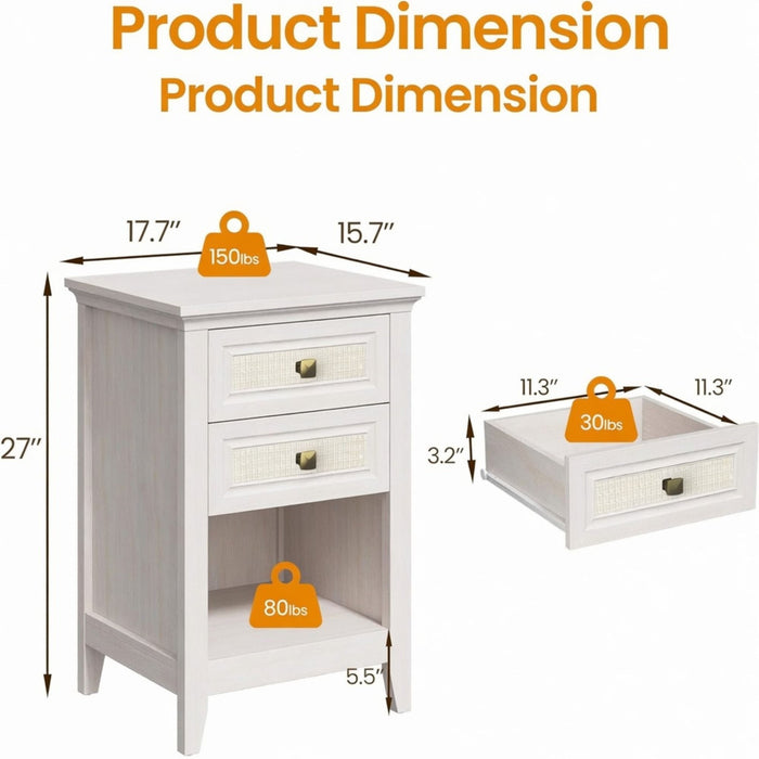Nightstand With 2 Drawers Bedside Table Home Essentials