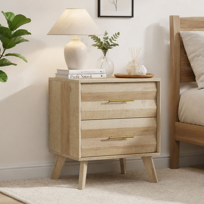 Medieval Double Drawer Bedside Table Home Essentials