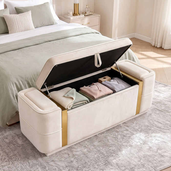 Storage Bench Upholstered Ottoman Bed End Bench With Lift Top Storage Hearth and Haven