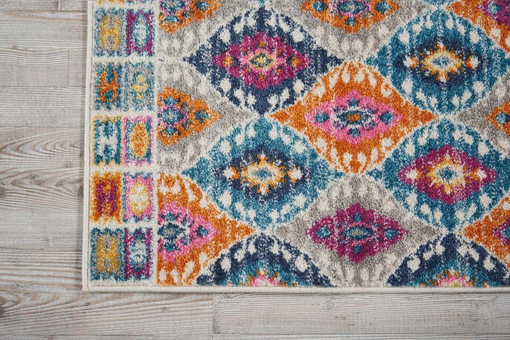 2' x 3' Ogee Power Loom Area Rug - Blue And Pink