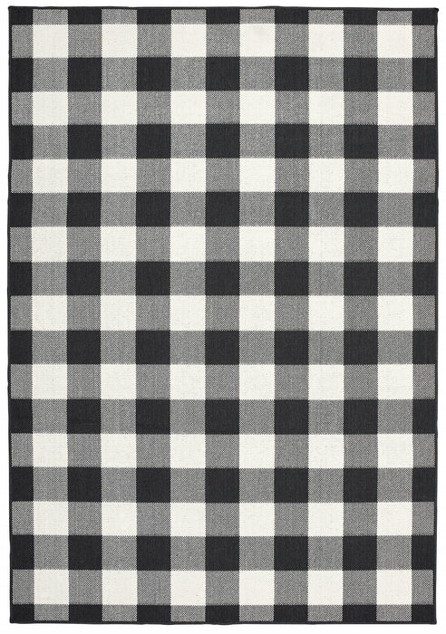 5' X 8' Indoor / Outdoor Area Rug - Black / Ivory