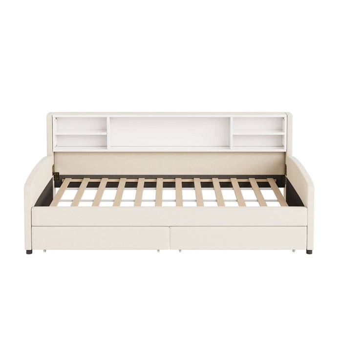Luxurious Upholstered Platform Bed With Storage Drawers