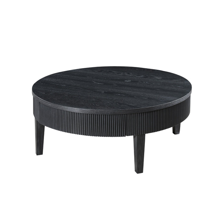 Tate - Round One Drawer Coffee Table - Black New Classic