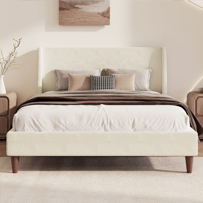 Upholstered Modern Platform Bed With Wingback Headboard Hearth and Haven