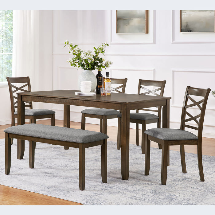 Elegant 6 Piece Dining Table Set With 4 Chairs And Bench Home Essentials
