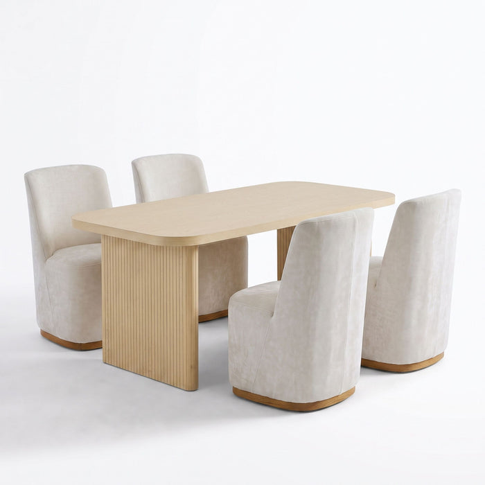 Dining Table Set With 4 Upholstered Dining Chairs Noble House