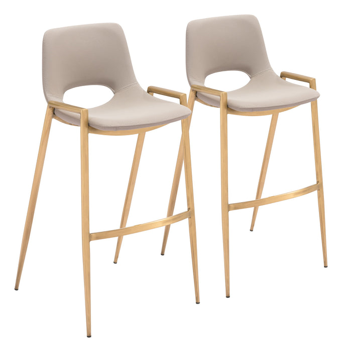 Desi - Barstool Chair With Gold Base (Set of 2) Zuo Modern