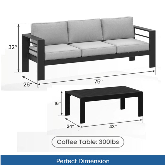 Outdoor Patio Set, All-Weather With Thick Cushions