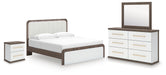 Kendanport - 4 Pc. - King Platform Bed, Dresser, Mirror And Nightstand - Brown / White Signature Design by Ashley®