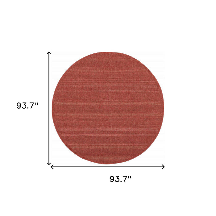 8' X 8' Round Stain Resistant Indoor / Outdoor Area Rug - Red