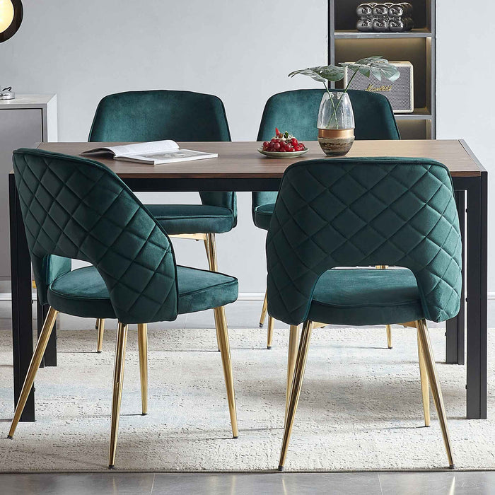 Velvet Dining Chairs With Metal Legs And Hollow Back Upholstered Dining Chairs