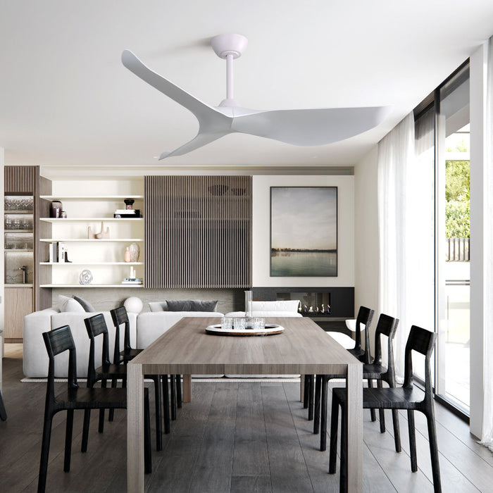 Indoor Ceiling Fan Without Light, 6 Speeds Reversible DC Motor, 3 ABS Blade Ceiling Fan White For Bedroom - White Daily Nest