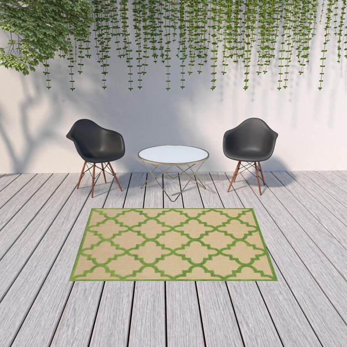 5' X 8' Geometric Stain Resistant Indoor / Outdoor Area Rug - Green