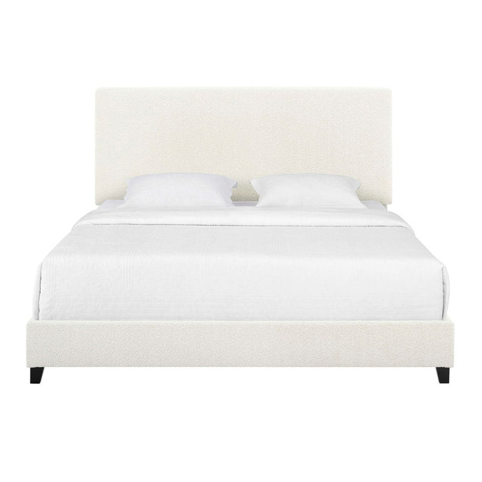 Bridgevine Home Queen Size White Boucle Upholstered Platform Bed