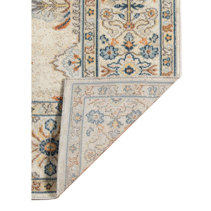 5' X 7' Medallion Stain Resistant Indoor / Outdoor Area Rug - Blue / Orange