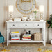 Classic Retro Style Console Table With 3 Top Drawers And Open Style Bottom Shelf - Antique White Hearth and Haven