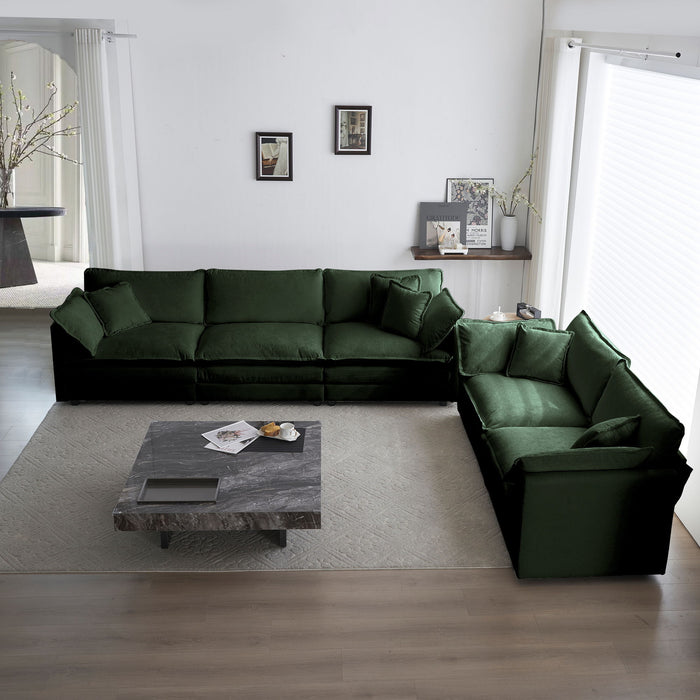 3 Piece Sofa Set Oversized Sofa Comfy Sofa Couch, 2 Pieces Of 2 Seater And 1 Piece Of 3 Seater Sofa For Living Room, Deep Seat Sofa - Green Chenille