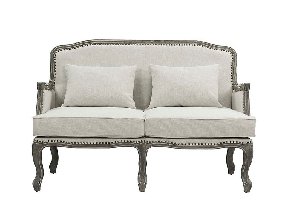 Tania - Loveseat With 2 Pillows - Cream Linen & Gray ACME