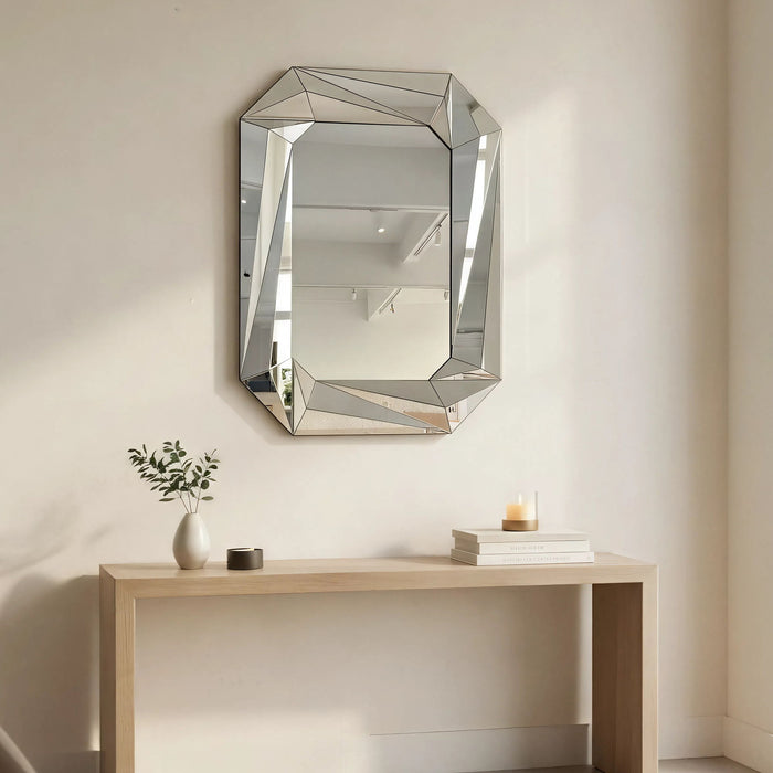 Diamond Shaped Wall Mirror With Beveled Edge Frameless Design - Silver Daily Nest