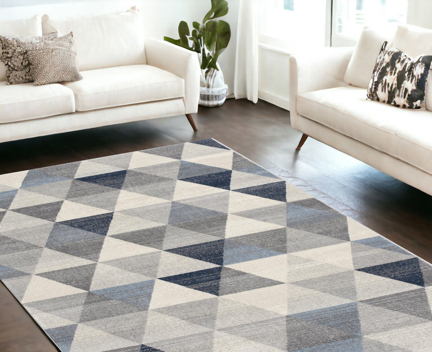 7' x 10' Geometric Diamond Area Rug - Navy Blue