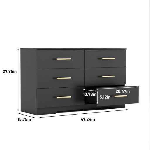 Large 6 Drawers Chest Of Drawer Dressers Table With Handle Home Essentials