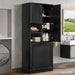 Modern Tall Storage Cabinet With Adjustable Shelves, Flip-Out Basket & Enclosed Doors Hearth and Haven