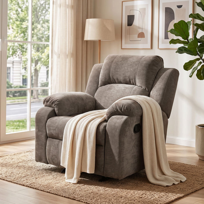 Upholstered Manual Recliner Chair With 3 Adjustable Backrest Positions Noble House