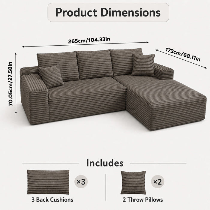 Modern L-Shaped Sectional Sofa With Left Facing Chaise Home Essentials