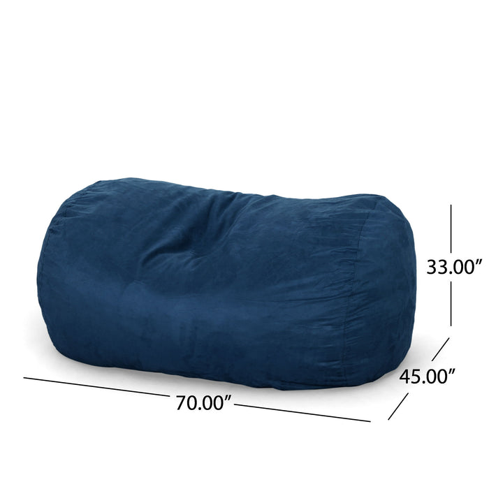 Marlin - 6.5 Foot Cylindrical Bean Bag With Removable Suede Cover - Midnight Blue