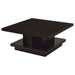 Square Coffee Table With Geometric Design And Storage Shelf - Cappuccino Furniture Max