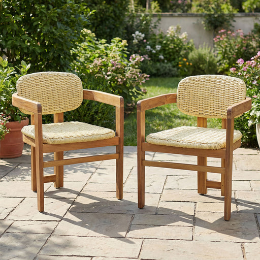 Outdoor Accent Armchairs For Patio (Set of 2) - Natural / Teak Hearth and Haven