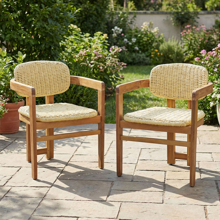 Outdoor Accent Armchairs For Patio (Set of 2) - Natural / Teak Hearth and Haven