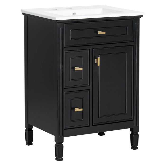 Modern Bathroom Vanity With Sink, Flip Drawer, 2 Drawers, Adjustable Shelf Hearth and Haven